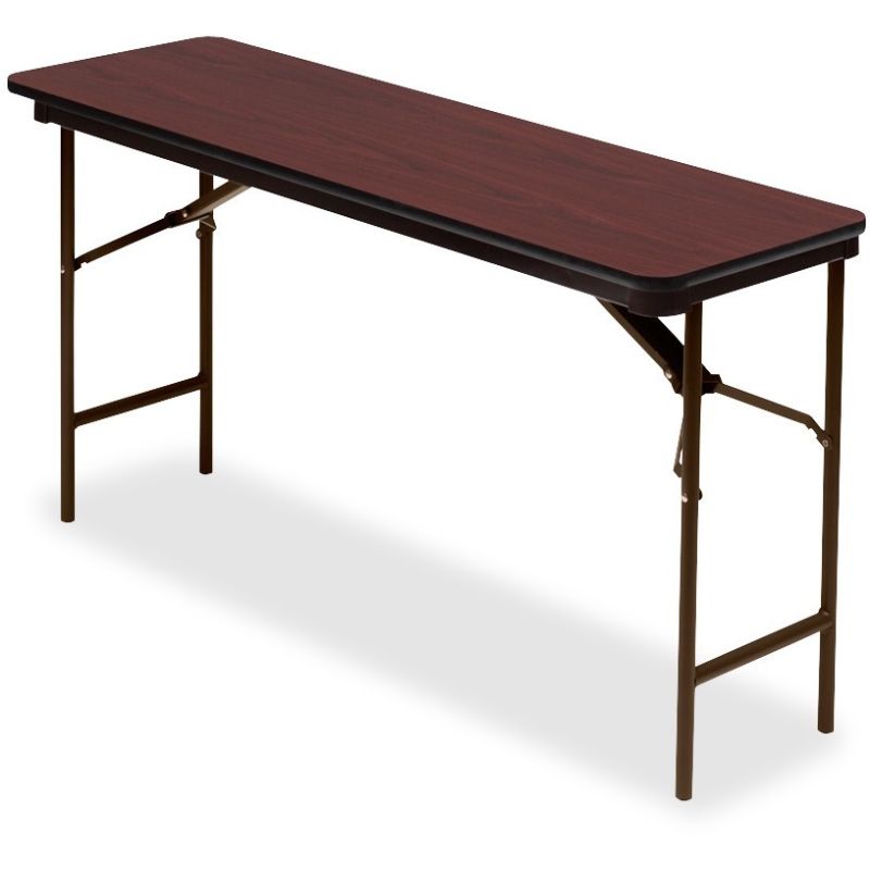 Photo 1 of **MINOR WOOD DAMAGE**
Premium Wood Laminate Folding Table, Rectangular, 60w X 18d X 29h, Mahogany
