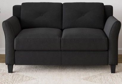 Photo 1 of **USED*
*Lifestyle Solutions Taryn Loveseat with Rolled Arms, Black Fabric
