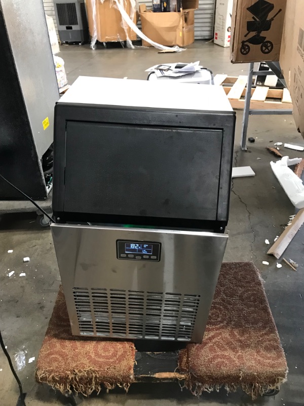 Photo 1 of **dented-loose part**
Ice Maker Commercial 100lbs/24H Ice Maker Machine, Stainless Steel Under Counter ice Machine with 33lbs Ice Storage Capacity, Freestanding Ice Maker Machine for Home/Restaurant/Office/Food Truck/Bar
