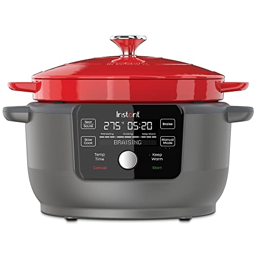 Photo 1 of **minor damage**
Instant Pot 6-Quart 1500W Electric Round Dutch Oven, 5-in-1: Braise, Slow Cook, Sear/Saute, Cooking Pan, Food Warmer, Enameled Cast Iron, Free App wit
