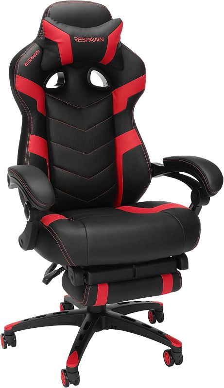 Photo 1 of **Missing Pieces**RESPAWN 110 Ergonomic Gaming Chair With Footrest Recliner - Racing Style High Back PC Computer Desk Office Chair - 360 Swivel, Lumbar Support, Adjustable Headrest Pillow, Padded Armrests - 2021 Red
