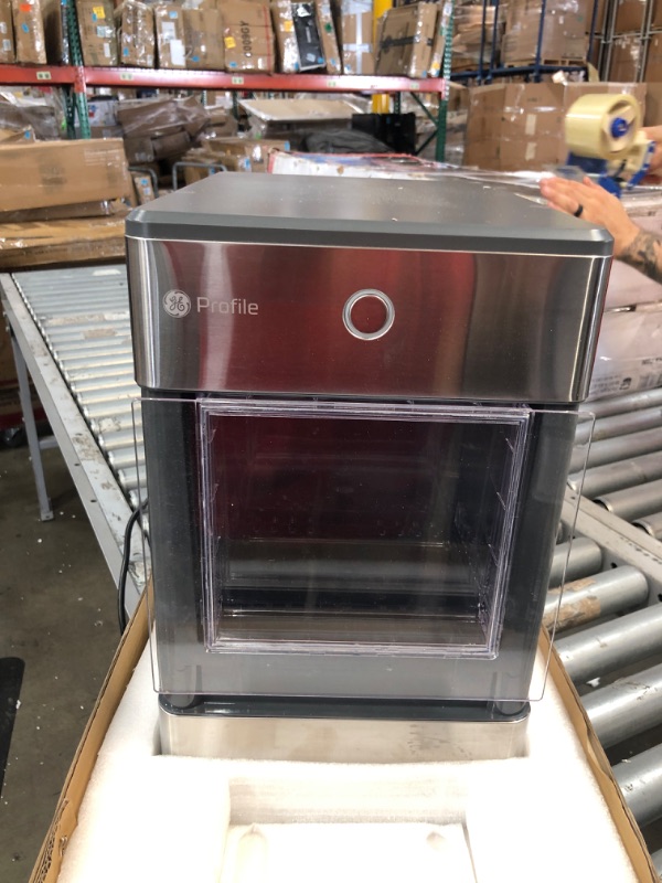 Photo 3 of GE Profile Opal | Countertop Nugget Ice Maker with Side Tank | Portable Ice Machine Makes up to 24 lbs. of Ice Per Day | Stainless Steel Finish
