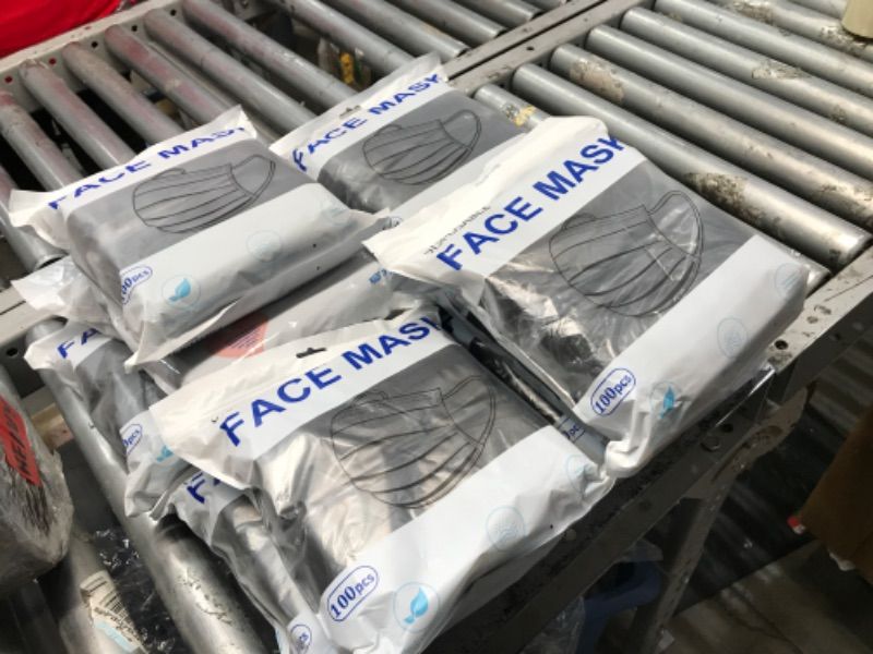 Photo 1 of 10 Packs Individually Packed Disposable Face Masks with Elastic Ear Loop 3 Ply (Black) 1,000 total

