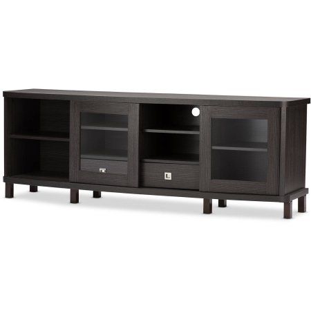 Photo 1 of **MISSING BOXES** Baxton Studio Walda 70-Inch Dark Brown Wood TV Cabinet with 2 Sliding Doors and 2 Drawers
