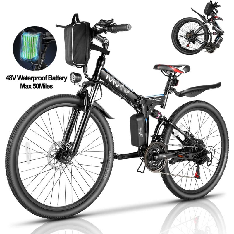 Photo 1 of **DOESNT POWER ON**VIVI 500W Folding Electric Bike Electric Mountain Bicycle 26" Lightweight Ebike, 50Miles/22Mph Electric Bike for Adults with Removable 48V Lithium Battery, Full Suspension, Professional 21 Speeds
