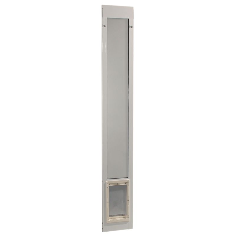 Photo 1 of 7 in. x 11.25 in. Flap Size Medium White Pet and Dog Patio Door Insert for 77.6 in. to 80.4 in. Tall Aluminum Sliding Glass Door (WHITE)
