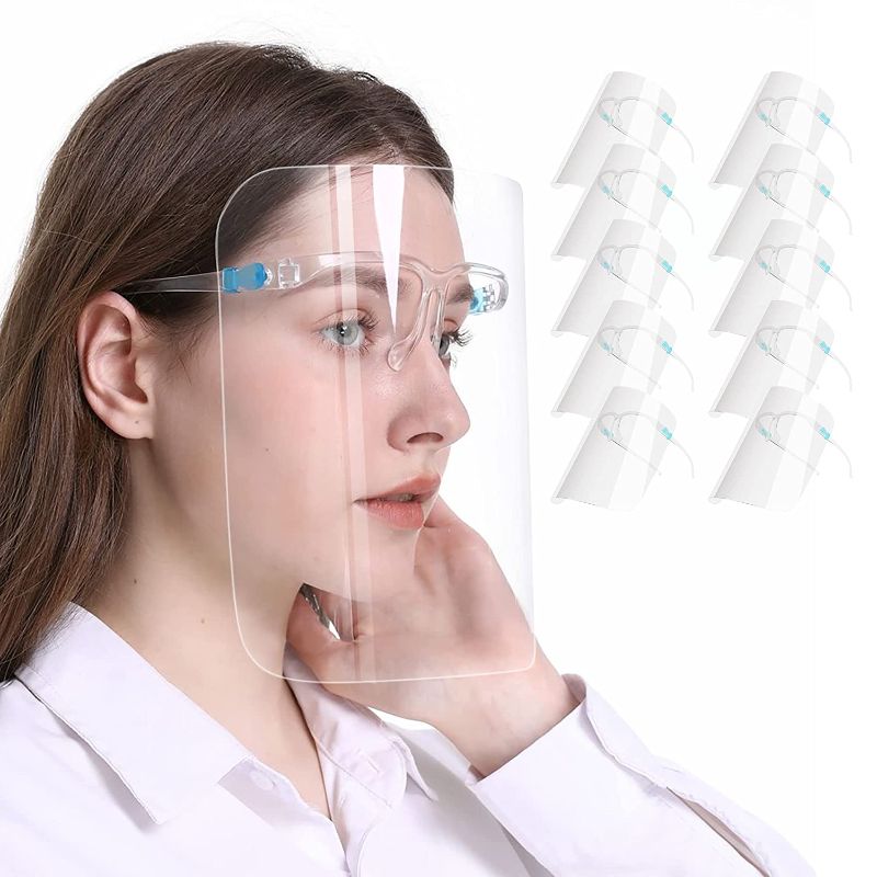 Photo 1 of 10 PCS Safety Face Shields with Glasses Frames BUNDLE OF 5