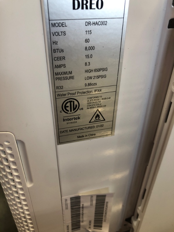Photo 3 of Dreo Inverter Window Air Conditioner, 8000 BTU AC Unit
