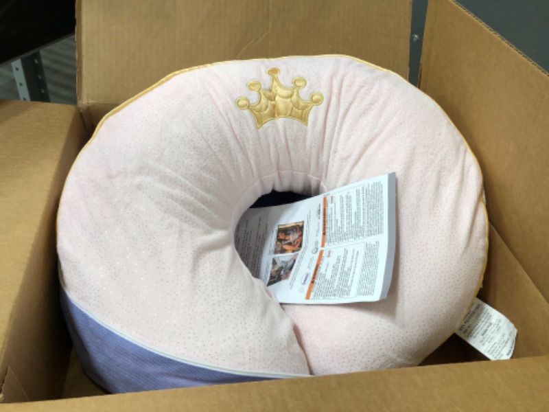 Photo 2 of Boppy Nursing Pillow and Positioner—Luxe | Pink Princess with Gold Crown Embroidery | Breastfeeding, Bottle Feeding and Baby Support | With Removable Cover in Premium Fabric | Awake-Time Support
