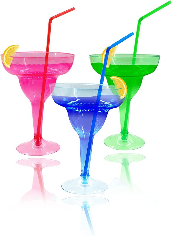 Photo 1 of 36 Pcs Plastic Large Margarita Plastic Cups, Disposable Margarita for Decoration Fun Taco Party Supplies
