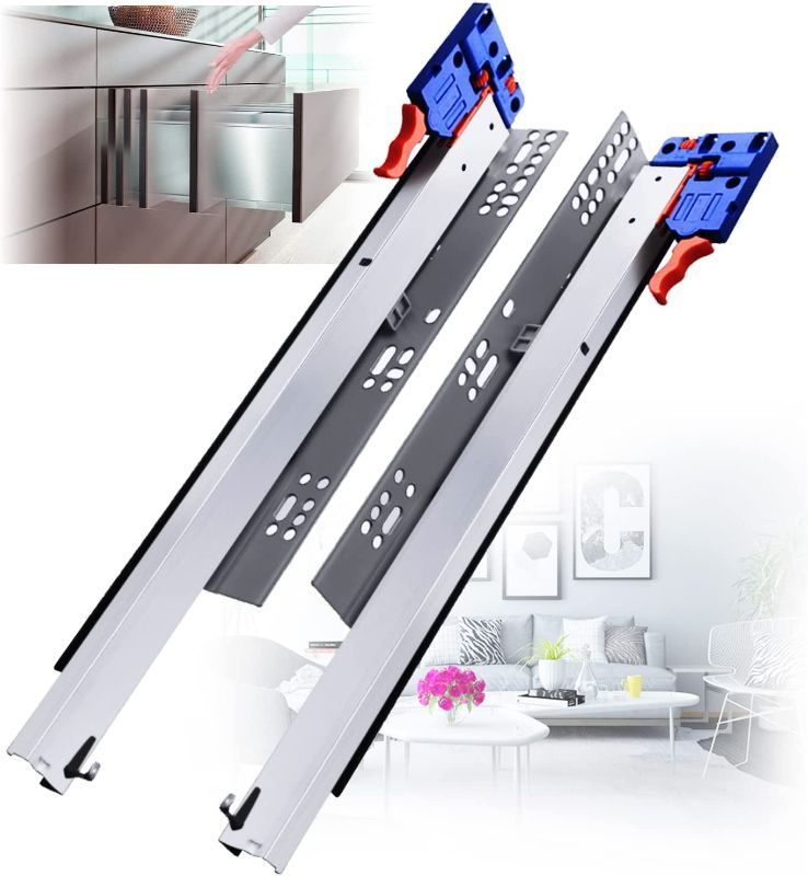 Photo 1 of (Incomplete - Parts Only) YENUO Undermount Soft Close Drawer Slides Hidden Bottom Mounted Full Extension 14 Inch Ball Bearing Runners Rails 77 Lb Load 1 Pair (14 Inch)
