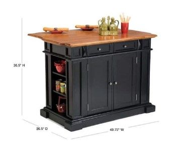 Photo 1 of **INCOMPLETE MISSING BOX 2 & 3 OF 3 !! Americana Black Kitchen Island With Drop Leaf
