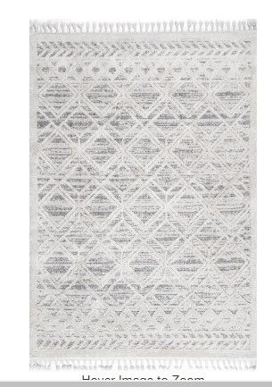 Photo 1 of **USED**DIRTY AND SMELLS**Ansley Textured Lattice Tassel Beige 5 ft. 3 in. x 7 ft. 7 in. Area Rug
