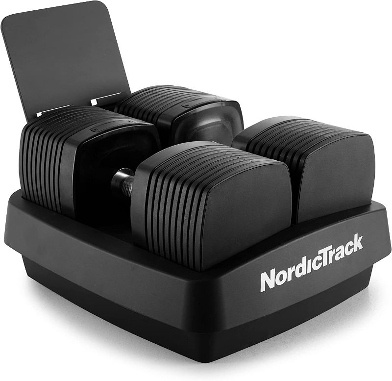 Photo 1 of NordicTrack 50 Lb iSelect Adjustable Dumbbells, Works with Alexa, Sold as Pair
