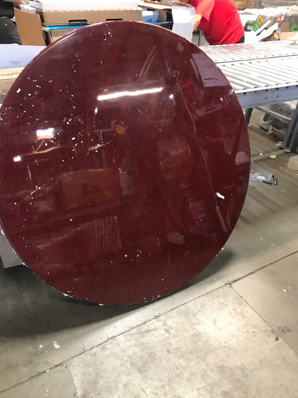 Photo 2 of 48" Round High-Gloss Mahogany Resin Table Top with 2" Thick Drop-Lip
