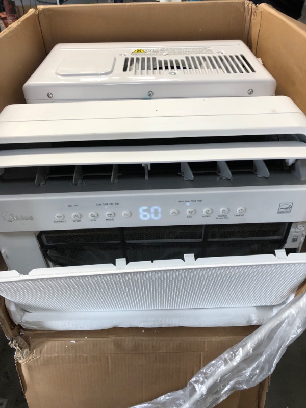 Photo 6 of ***PARTS ONLY*** Midea 8,000 BTU U-Shaped Smart Inverter Window Air Conditioner–Cools up to 350 Sq. Ft., Ultra Quiet with Open Window Flexibility, Works with Alexa/Google Assistant, 35% Energy Savings, Remote Control
