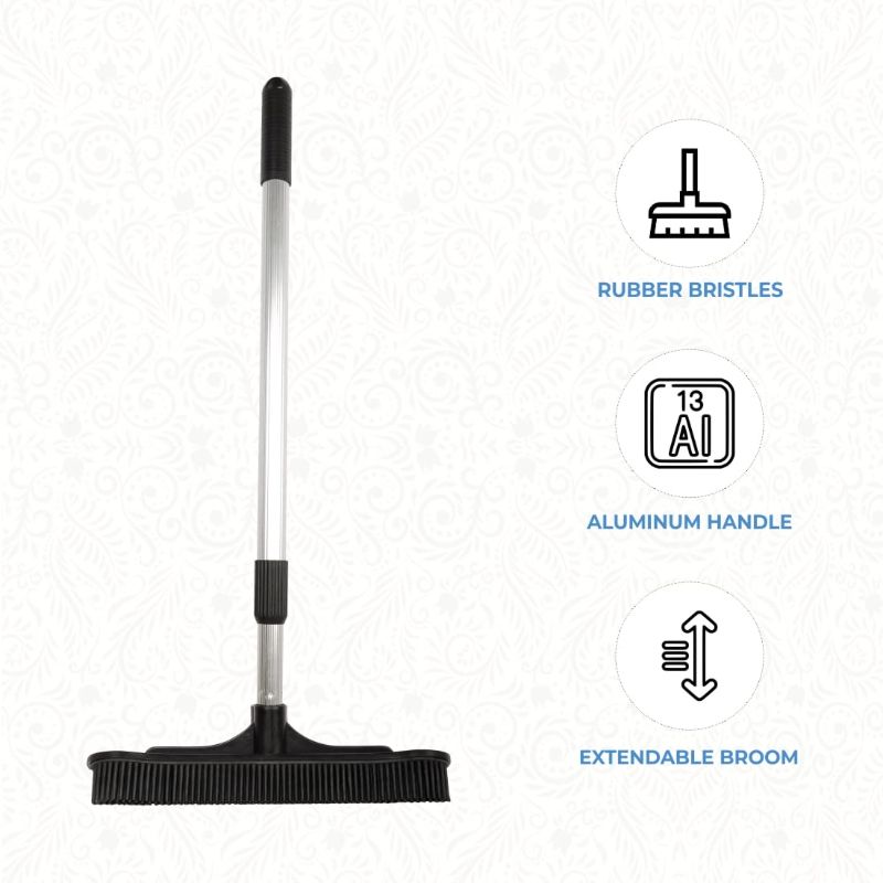 Photo 1 of  Extendable Salon Broom, Non-Scratch Rubber Bristles