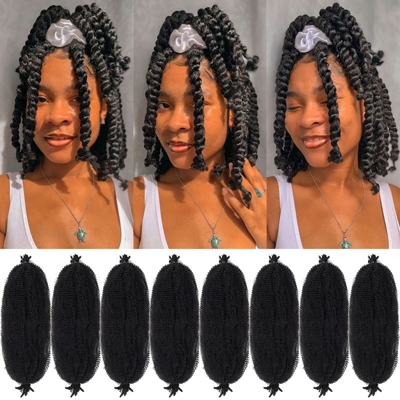 Photo 1 of Marley Hair 18 Inch Pre Separated Springy Afro Twist Hair 8 Packs Marley Twist Braiding Hair for Faux Locs Crochet Hair Synthetic Protective Spring Twist Hair Extensions  