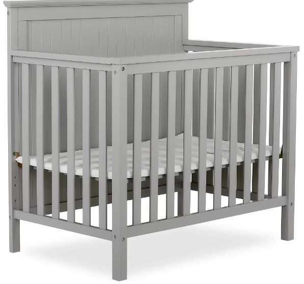 Photo 1 of Dream on Me Ava 4-in-1 Convertible Mini Crib, Pebble Grey (1826239)
