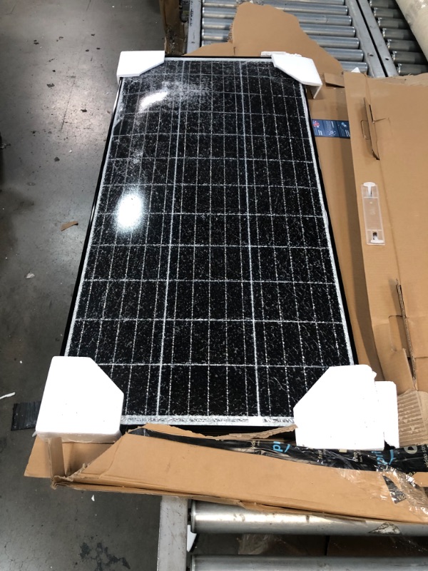 Photo 4 of FULLY BROKEN FRONT GLASS PANE **CAUTION WHEN OPENING PRODUCT** 
 100 Watt 12 Volt Monocrystalline Solar Panel - Black Frame Sleek New Design - 100W New Black Frame
