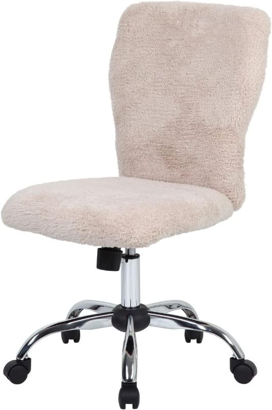 Photo 1 of **MISSING PARTS** Boss Office Products Tiffany Fur Make-Up Modern Office Chair in Cream, 1 count
