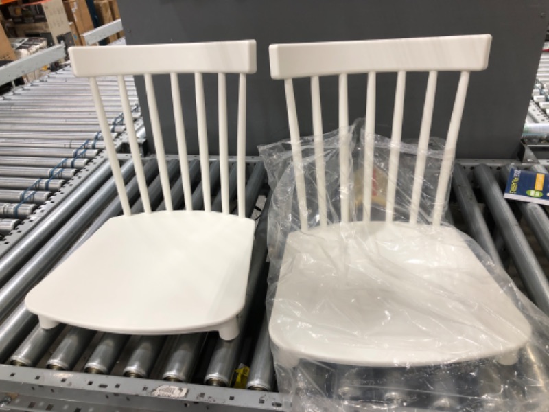 Photo 2 of **MISSING LEGS** Simpol Home DSW Armless Modern Plastic Chairs with Wood Legs for Living, Bedroom, Kitchen, Dining,Lounge Waiting Room, Restaurants, Cafes, Set of 4, White
