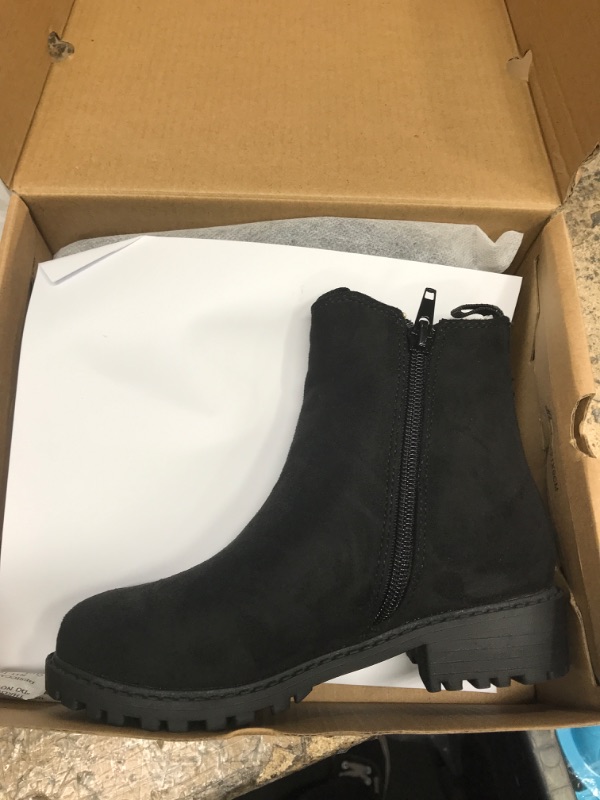 Photo 2 of Girls Chelsea Boots Platform Lug Sole Ankle Boots Slip On Zipper Booties High Top Shoes(Toddler/Little Kid/Big Kid) 12 Little Kid Black