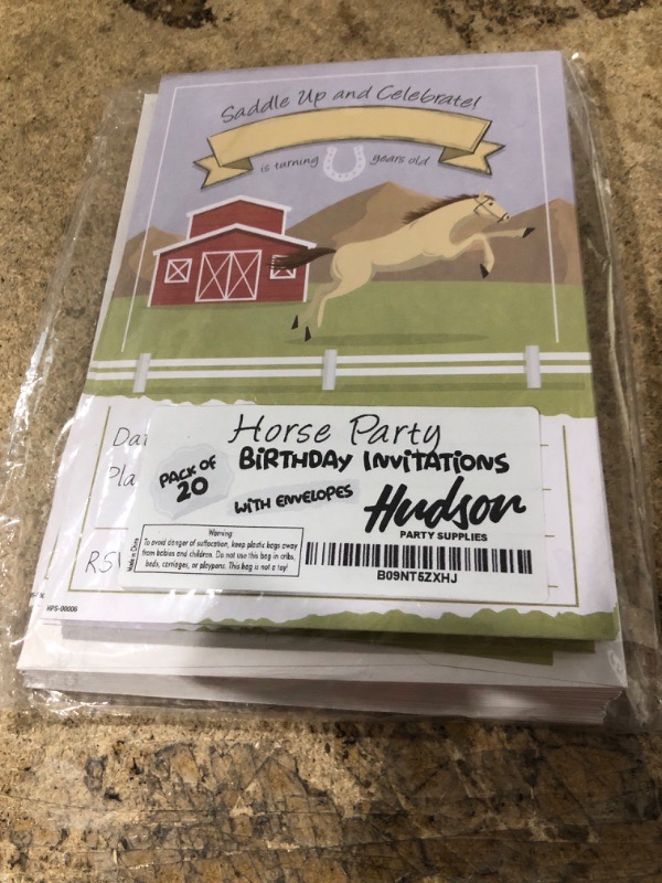 Photo 2 of Horse Birthday Party Invitations for Girls with Envelopes - (Pack of 20) - Horse Invitations, Pony Birthday Invitations, for Children, Teenage Girls and more. Fill in Style.