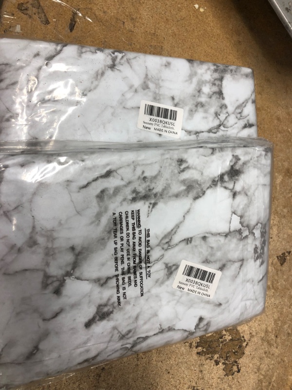 Photo 1 of 2pk-- Marble Senneny PVC Tablecloth, Granite, 60" X 104"