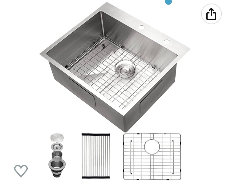 Photo 1 of 25 Drop Kitchen Sink - Mocoloo 25"x22" Kitchen Sink 16 Gauge Stainless Steel Topmount 10" deep Single Bowl Brushed Rectangular Laundry Bar Sink Basin