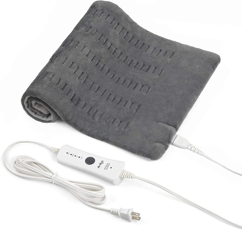 Photo 1 of ***TESTED/ POWERS ON***Heating Pads for Back and Cramps Relief, with 4 Heat Settings 2h Auto-Off, 12 x 24" Electric Heated Pad for Neck and Shoulders, Grey-Violet Grey