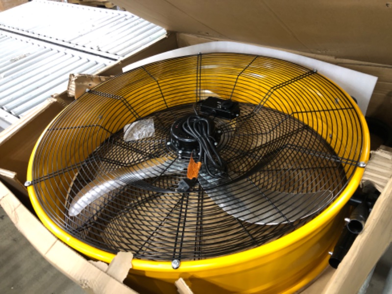 Photo 2 of Simple Deluxe 30 Inch Heavy Duty Metal Industrial Drum Fan, 3 Speed Air Circulation for Warehouse, Greenhouse, Workshop, Patio, Factory and Basement - High Velocity , Yellow
