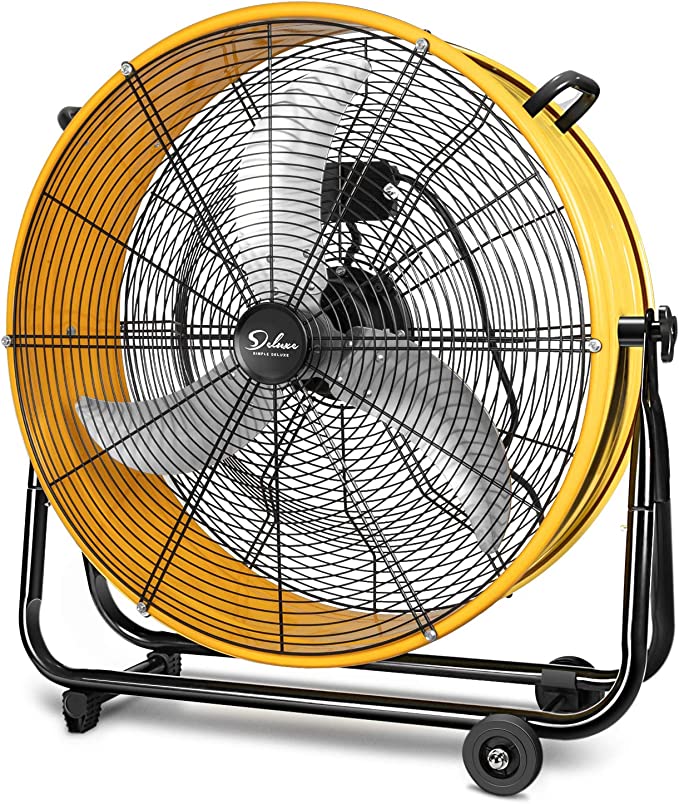 Photo 1 of Simple Deluxe 30 Inch Heavy Duty Metal Industrial Drum Fan, 3 Speed Air Circulation for Warehouse, Greenhouse, Workshop, Patio, Factory and Basement - High Velocity , Yellow
