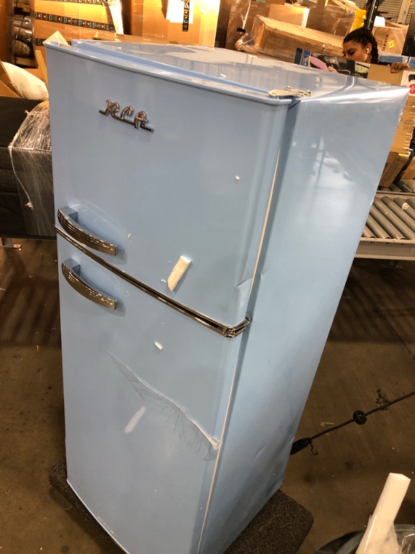 Photo 3 of RCA RFR786-BLUE 2 Door Apartment Size Refrigerator with Freezer, 7.5 cu. ft, Retro Blue
