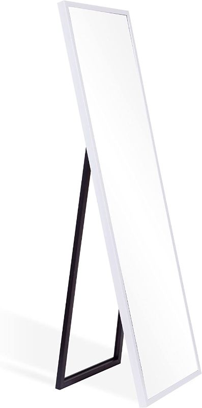 Photo 1 of Patton Wall Decor Free Standing Floor Mirror with Adjustable Easel, 17" x 59", White (1801-6102)
