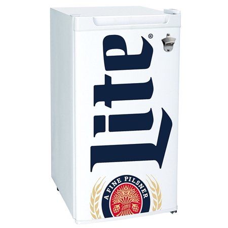 Photo 1 of Miller Lite Compact Fridge with Bottle Opener- 90 L/ 95 Qt 3.2 Cu Ft, One Size , White
