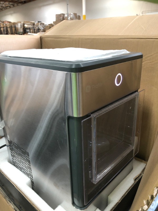 Photo 3 of GE Profile Opal | Countertop Nugget Ice Maker with Side Tank | Portable Ice Machine Makes up to 24 Lbs. of Ice per Day | Stainless Steel Finish
