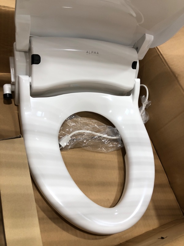 Photo 4 of ALPHA BIDET iX Hybrid Bidet Toilet Seat in Elongated White | Endless Warm Water | Stainless Steel Nozzle | 4 Wash Functions | LED Nightlight | Warm Air Dryer | Wireless Remote | Oscillation and Pulse
