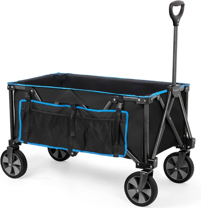 Photo 1 of Navatiee Collapsible Folding Wagon, Heavy Duty Utility Beach Wagon Cart with Removable Wheels, Large Capacity Foldable Grocery Wagon for Garden Outdoor Use, S1
