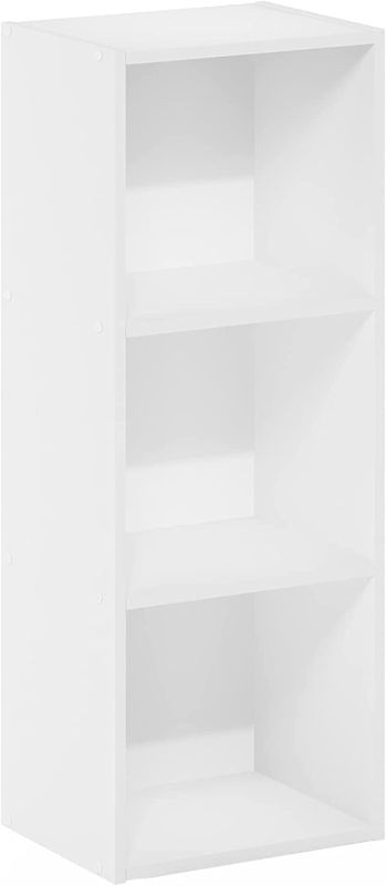 Photo 1 of Furinno Pasir 3-Tier No Tool Assembly Open Shelf Bookcase, White