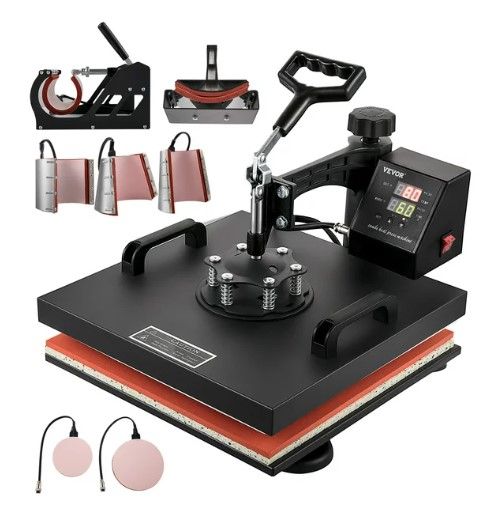 Photo 1 of ***PARTS ONLY*** VEVORbrand 8 in 1 Heat Press Machine 15"x15" Combo Digital Multifunctional Sublimation Heat Transfer Machine Dual LED Display 360 Degree Rotation Swing Away for Printing T Shirts Hat Mug Cap Plate MISSING PADS