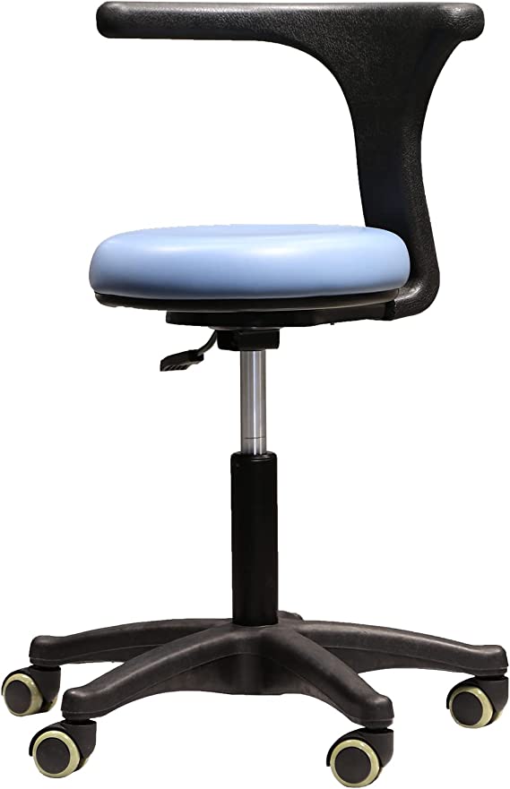 Photo 1 of LIMKOMES Adjustable Saddle Stool Chairs with Backrest, Medical Dental Saddle Stool Dentist Ergonomic Chair with 360 Rotating Lift Chair PU Leather Super Soft Cushion, Black and Blue
