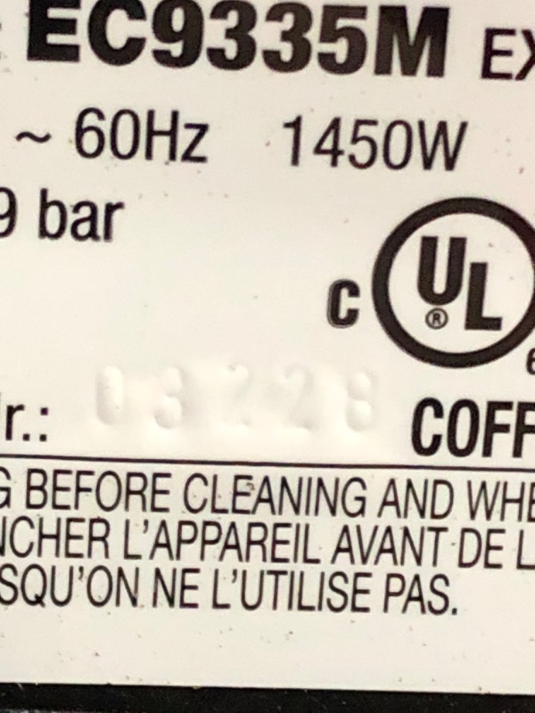 Photo 7 of CRACKED WATER CONTAINER/BEAN BOWL PLASTIC; MISSING MANUAL**De'Longhi La Specialista Espresso Machine with Sensor Grinder, Dual Heating System, Advanced Latte System & Hot Water Spout for Americano Coffee or Tea, Stainless Steel, EC9335M