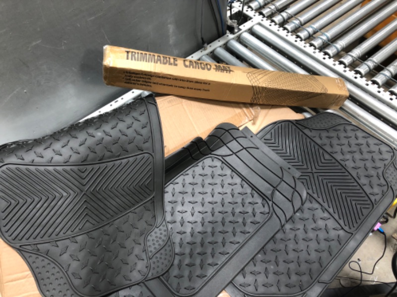 Photo 2 of 
BLACK**FH Group Semi-Custom Liners Trimmable All Weather Full Set Car Floor Mats with Premium Trimmable All Season Cargo Liner - Universal Fit for Cars Trucks 