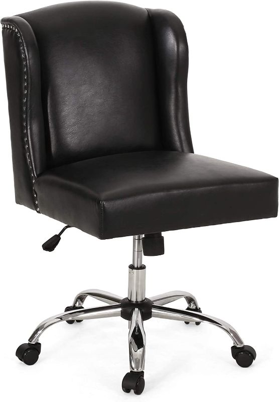 Photo 1 of Christopher Knight Home Teresa Contemporary Wingback Swivel Office Chair, Midnight Black