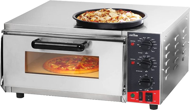 Photo 1 of 
CROSSON ETL Listed Countertop Electric Indoor Commercial Pizza Oven with Pizza Stone And 60-minitue Timer,Indoor Stainless Steel Commercial Pizza Make
