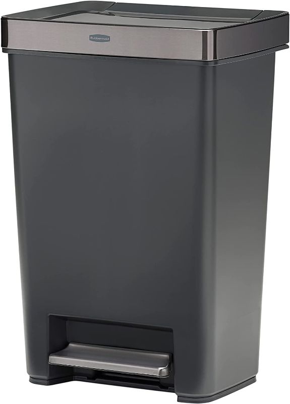 Photo 1 of 
Rubbermaid Premier Series IV Step-On Trash Can for Home and Kitchen, with Stainless Steel Lid, 12.4 Gallon, Charcoal
Style:Series IV