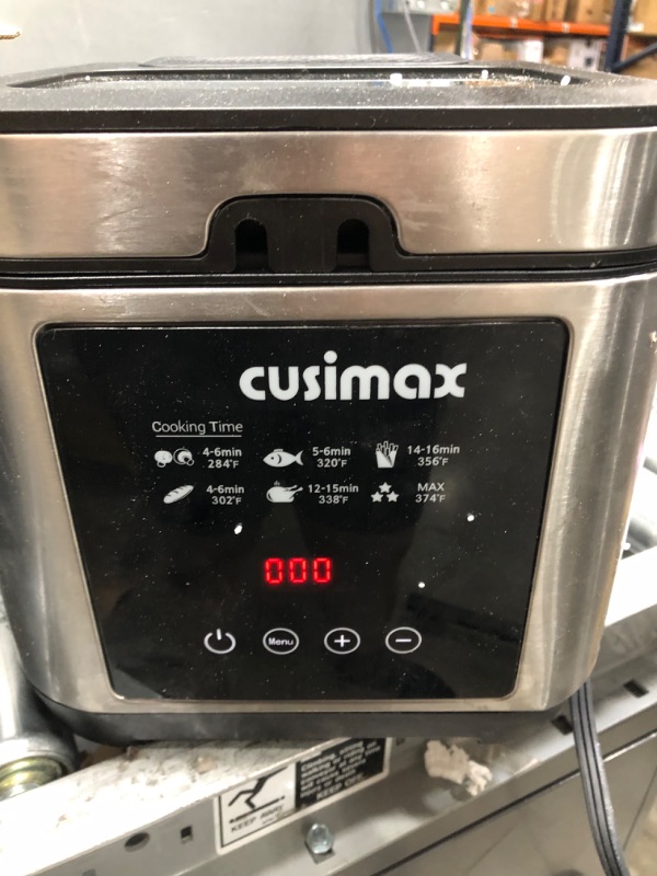 Photo 1 of Deep Fryer CUSIMAX Electric Deep Fryer with Basket and Drip Hook, 2.5L/2.6QT Oil Capacity Fish Fryer with Temperature Control, Removable Lid, View Window, Stainless Steel Oil Fryer, 1200W