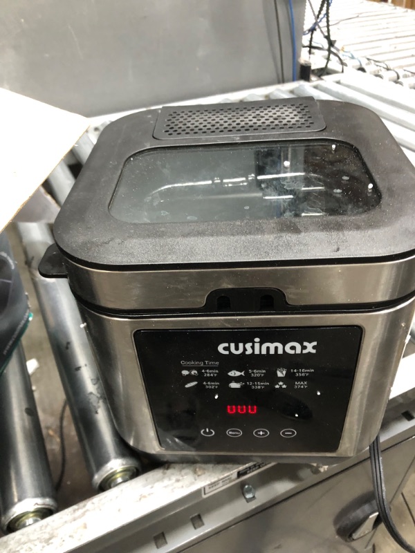 Photo 1 of Deep Fryer CUSIMAX Electric Deep Fryer with Basket and Drip Hook, 2.5L/2.6QT Oil Capacity Fish Fryer with Temperature Control, Removable Lid, View Window, Stainless Steel Oil Fryer, 1200W