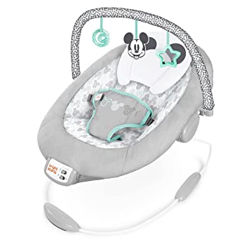 Photo 1 of Bright Starts Disney Baby Mickey Mouse Comfy Baby Bouncer Soothing Vibrations Infant Seat - Music, Removable Toy Bar, 0-6 Months Up to 20 lbs (Cloudscapes)
